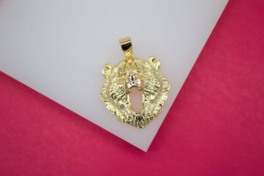 18K Gold Filled Bear Head Pendant (A123)