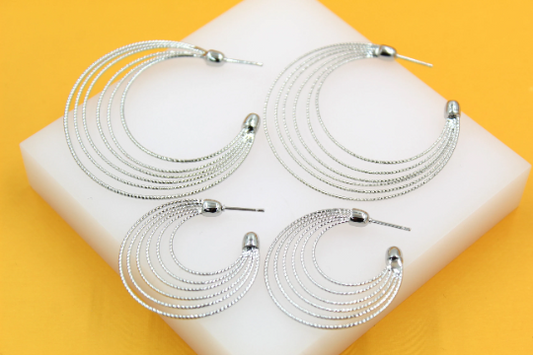 18K Gold Filled Layered Textured Hoop Earrings